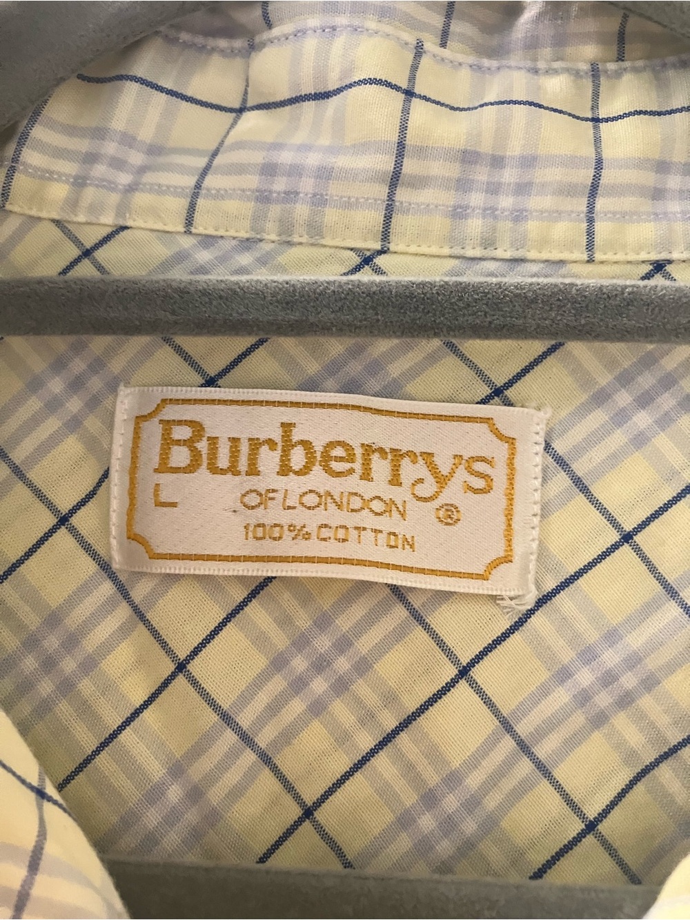 Burberry London Womens Vintage Yellow Blue Plaid Button Down Cotton Shirt Sz L. - Picture 2 of 4